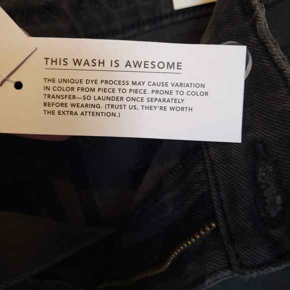 NWT American Eagle High Rise Crossover Waist Baggy Short Black Distressed Denim - Picture 11 of 16